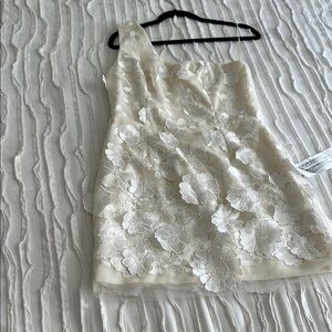 Dress the Population Floral Appliqué One-Shoulder Dress